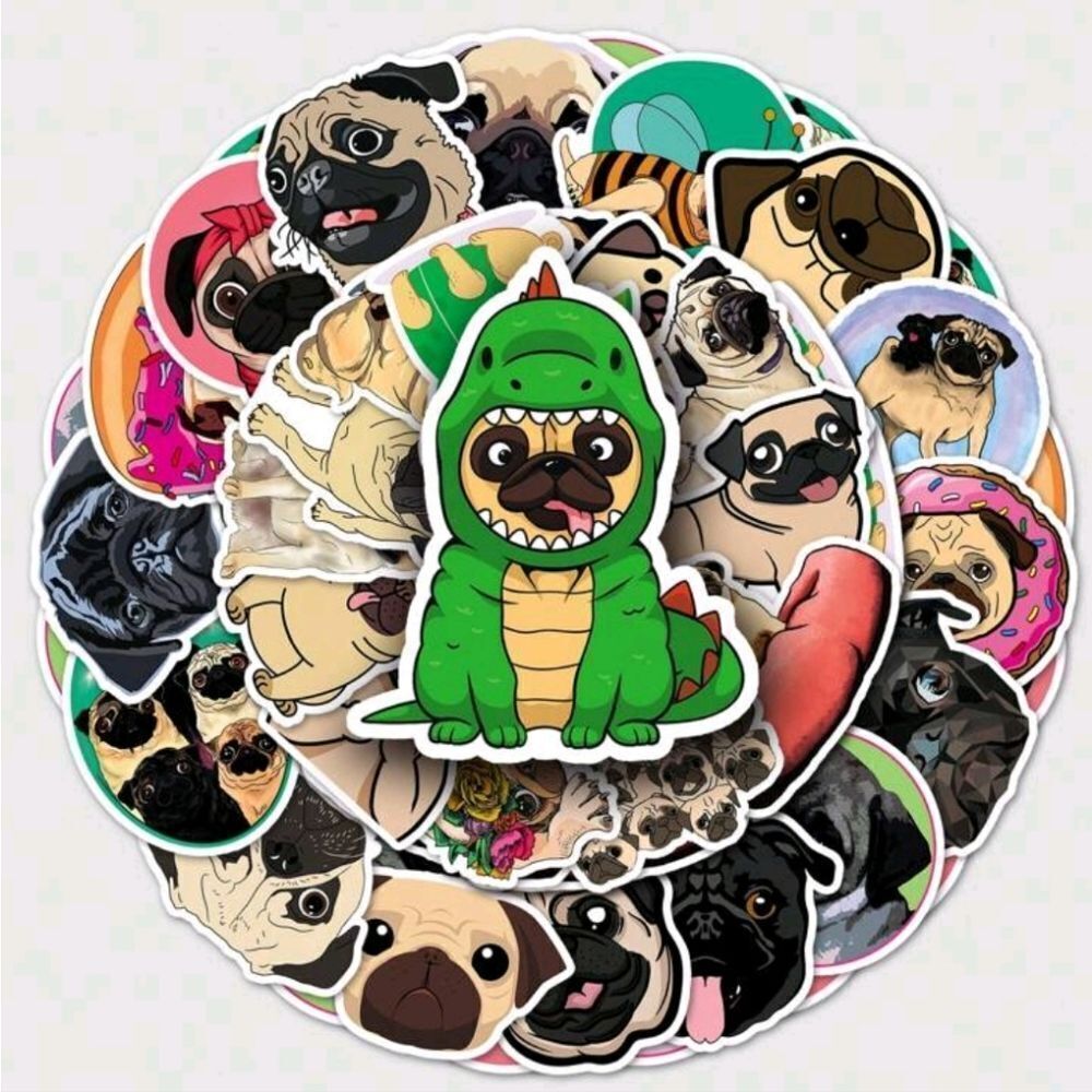 Cartoon Pug Dog Stickers - Picture 5 of 8